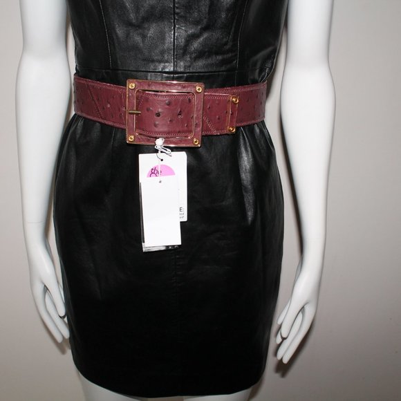 3.1 Phillip Lim Ostrich Leather Belt Burgundy Bordeaux Size Small Outnet - Picture 1 of 5
